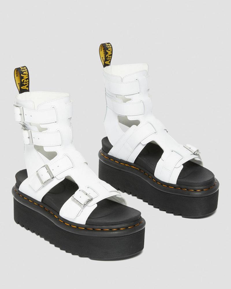 White Women's Dr Martens Giavanna Leather Platform Platform Sandals | CA 311FDN